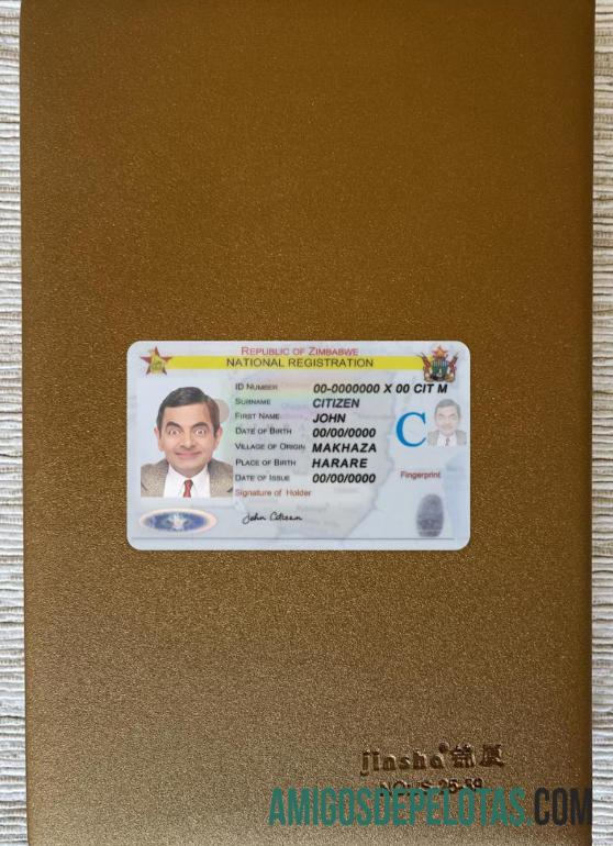 Zimbabwe National Registration ID Card olhar de foto frente exemplo